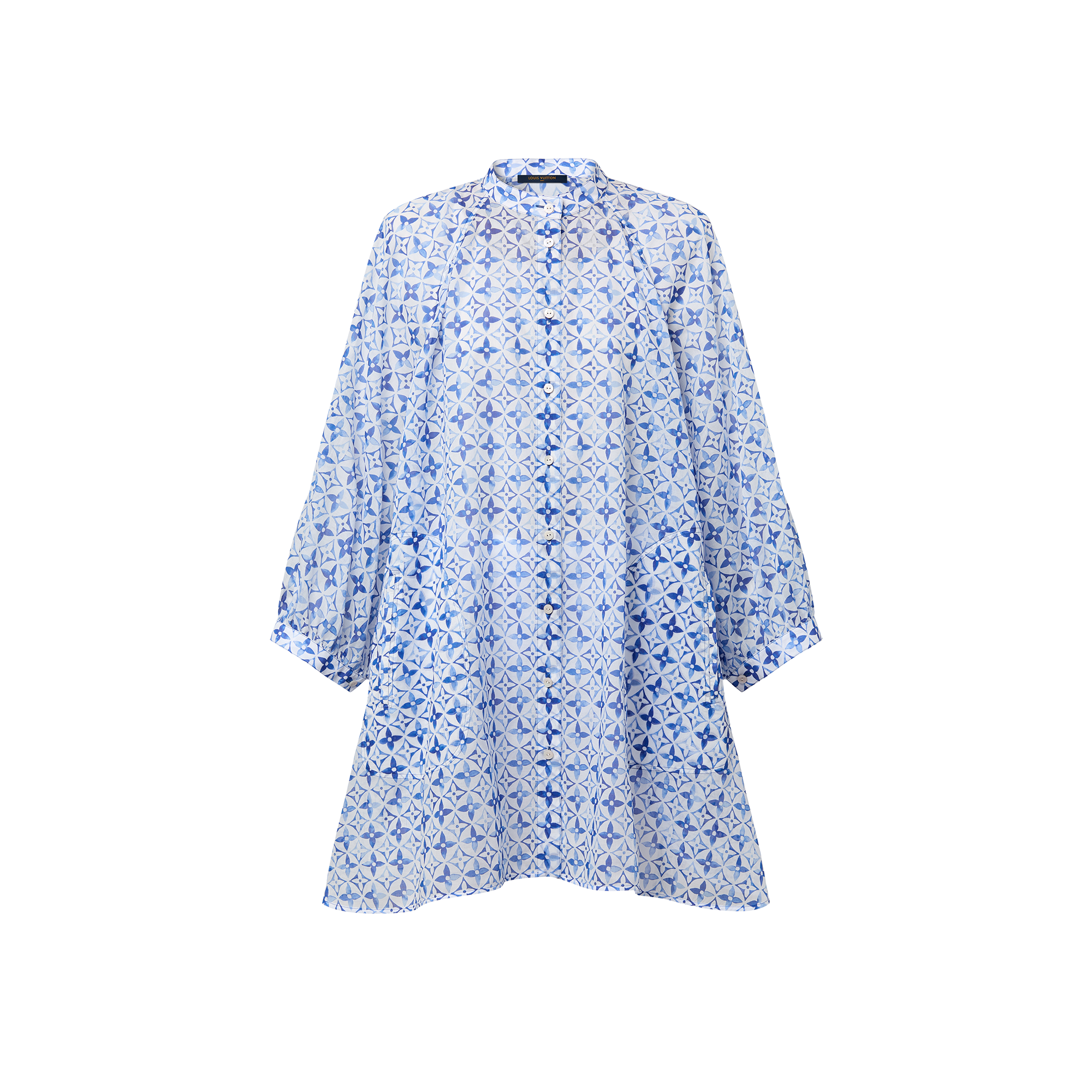 Pale blue floral outlet print batwing dress